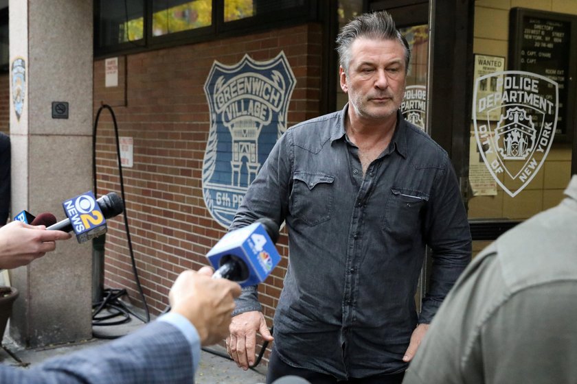 Actor Baldwin exits the 6th precinct of the New York Police Department in Manhattan, New York