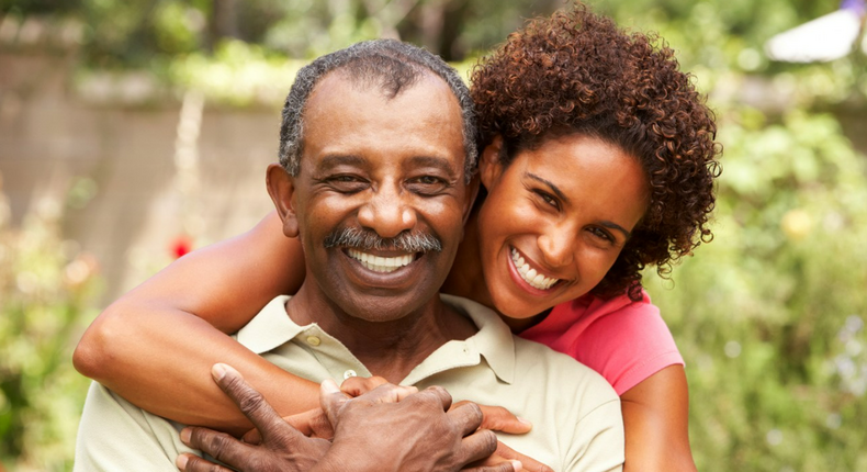 Woman with older couple