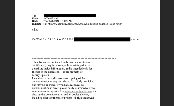 Dokument iz Epstajnovih fajlova