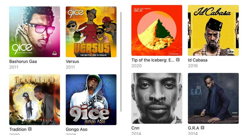 A cross section of some of 9ice's Albums