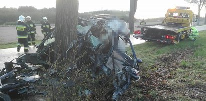 Roztrzaskał auto o drzewo. Trudno było poznać markę wozu