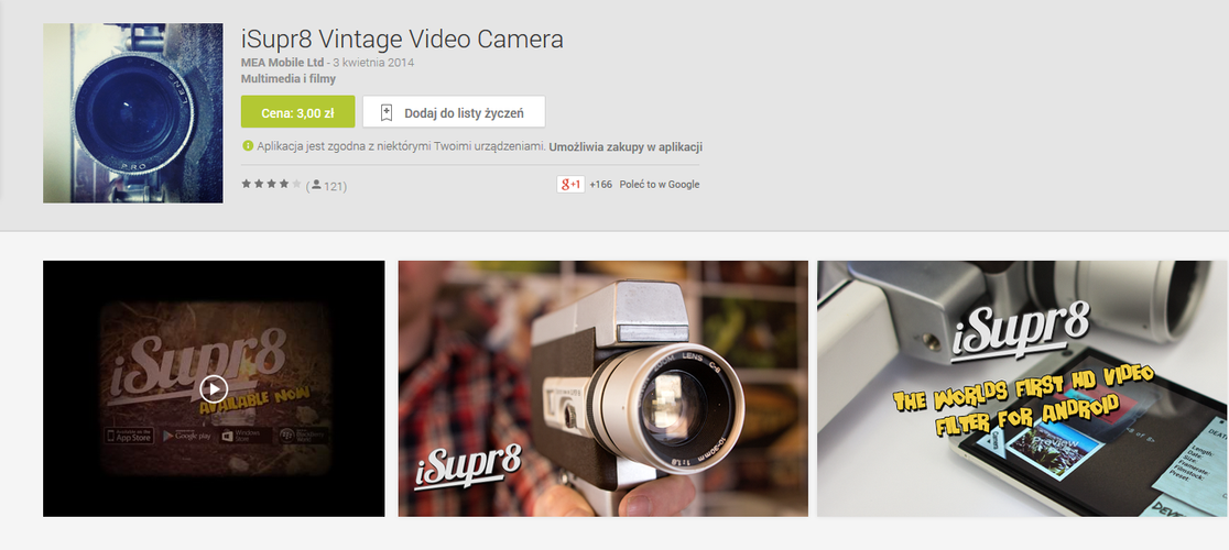 <b>iSupr8</b>
<br><br>
iSupr8 określany jest mianem Instagrama dla filmów video. Aplikacja umożliwia nakładanie ciekawych filtrów, które postarzają nasze klipy i nadają im widowiskowy charakter. iSupr8 obsługuje również filmy w jakości 1080p.