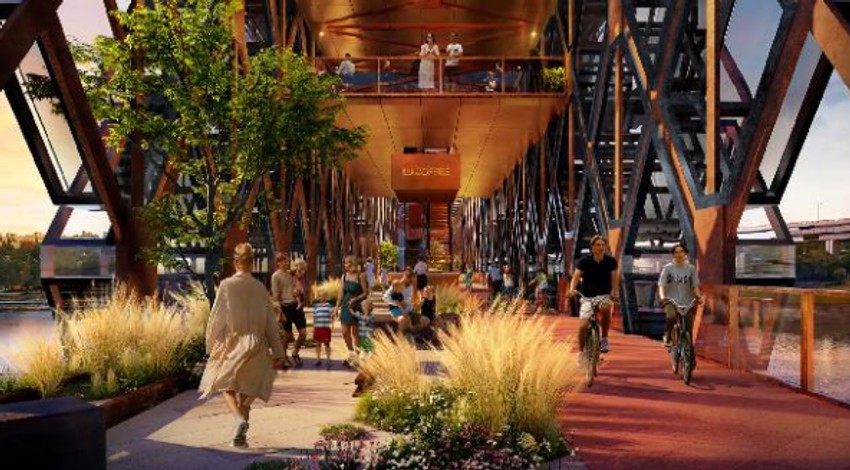 Pešački most između Beograda na vodi i Novog Beograda 