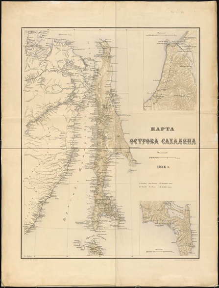 Mapa wyspy Sachalin, 1885 r. (domena publiczna)
