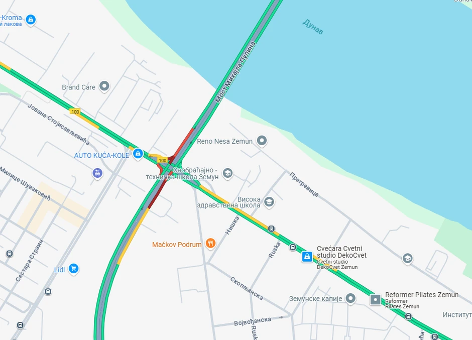 (Mapa) Stvaraju se gužve na isključenju sa Pupinovog mosta