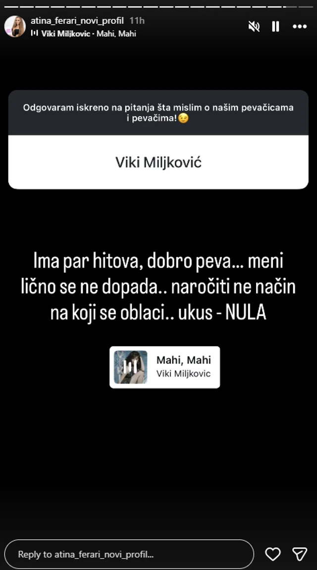 "UKUS NULA, IMA PAR HITOVA" Starleta ocrnila Viki Miljković, pa spomenula Kiju Kockar: "Od kad je ta mučenica pevačica?"