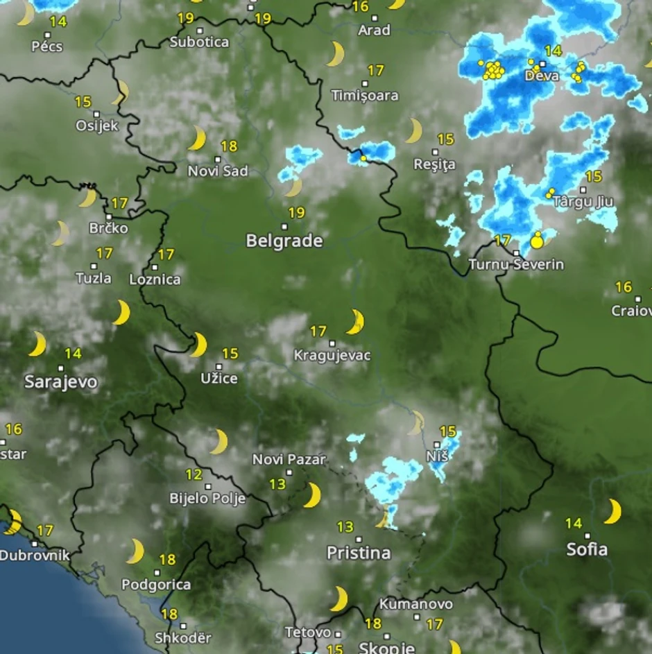 Pljuskovi danas u 20 sati