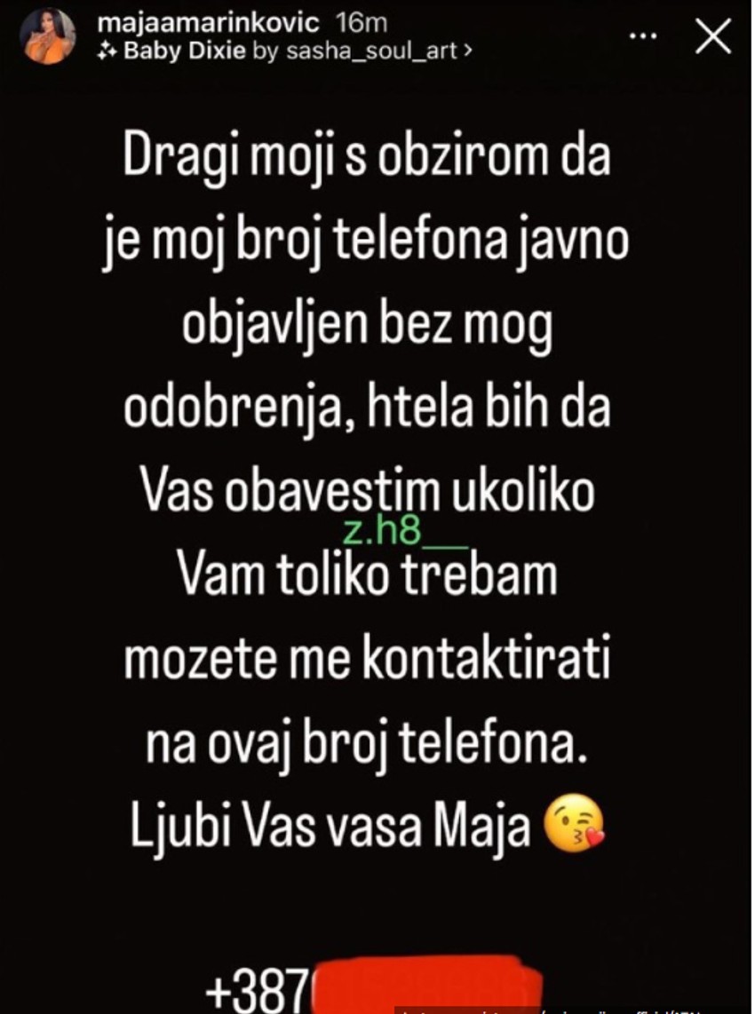 Maja Marinković objavila broj Bilalove majke