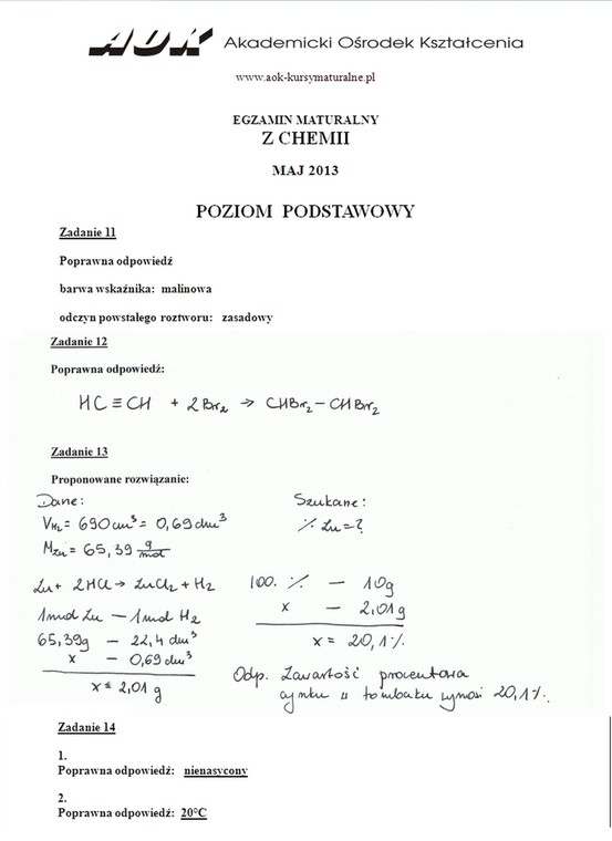 Chemia poziom podstawowy 11-14