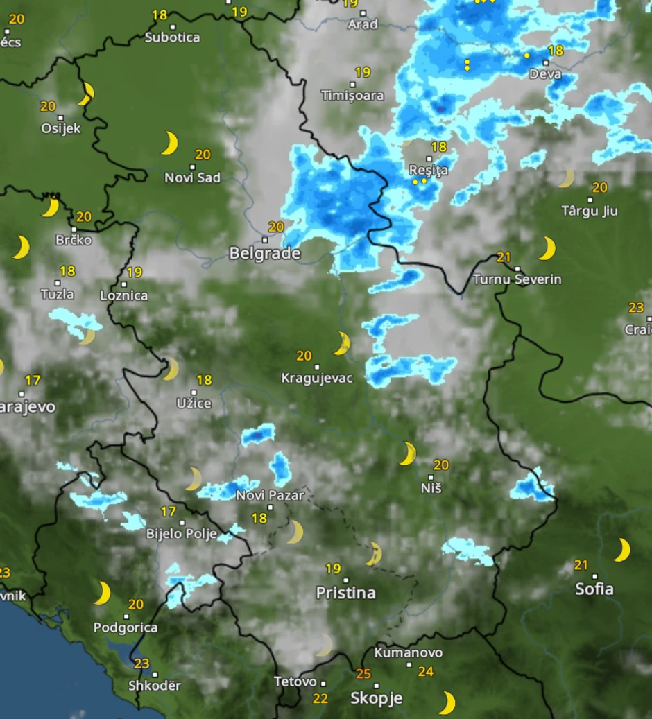 Kretanje nevremena u 21 sat