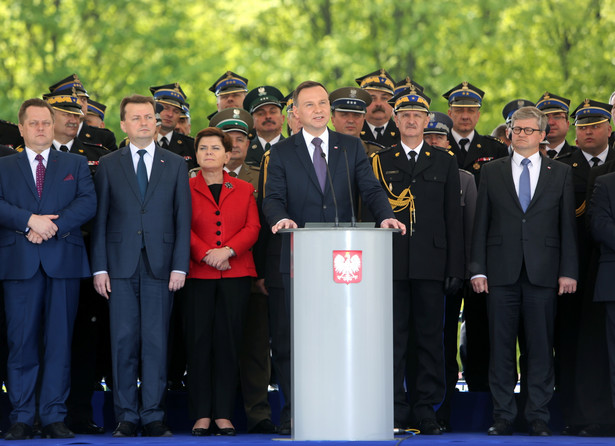 Andrzej Duda podczas obchodów Dnia Strażaka