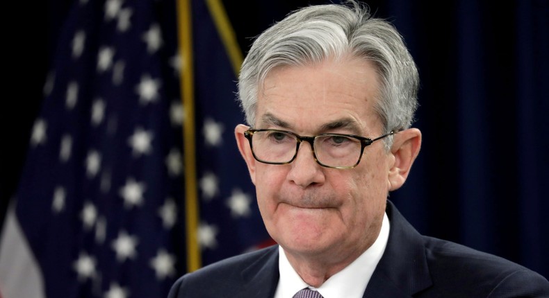 FILE PHOTO: Federal Reserve Chairman Jerome Powell holds a news conference following the two-day meeting of the Federal Open Market Committee (FOMC) meeting on interest rate policy in Washington, U.S., January 29, 2020. REUTERS/Yuri Gripas/File Photo