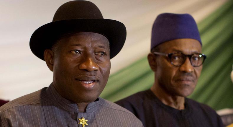 Goodluck Jonathan (left) believes insecurity has worsened under his successor, Muhammadu Buhari (right) [AP]