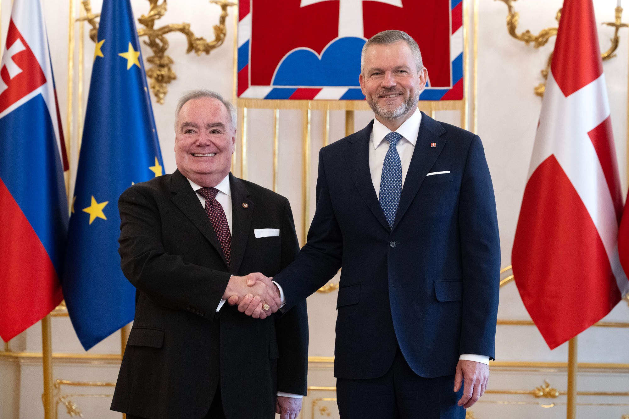 Prezident Pellegrini prijal v Prezidentskom paláci veľmajstra Maltézskeho Rádu Fra’ J. T. Dunlapa.