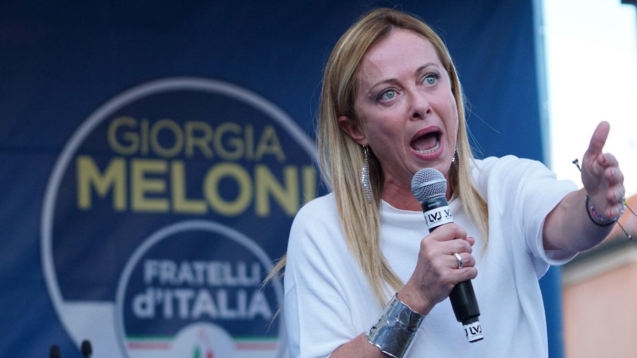 Giorgia Meloni na wiecu wyborczym, wrzesień 2022 r.
