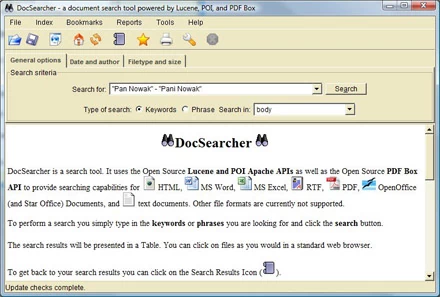 DocSearcher błyskawicznie znajduje dokumenty na podstawie słów zawartych w tekście.