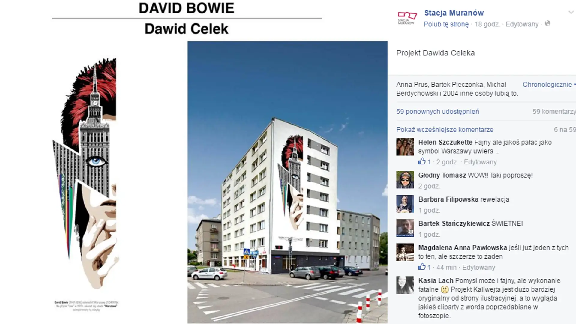 Trwa głosowanie na mural ku czci Davida Bowie w Warszawie. Jaki z nich wybiorą fani artysty?