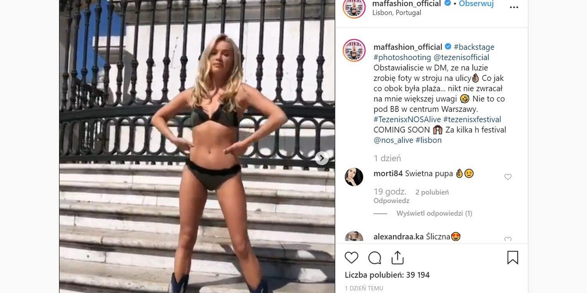 Maffashion w skąpym bikini na ulicach Lizbony