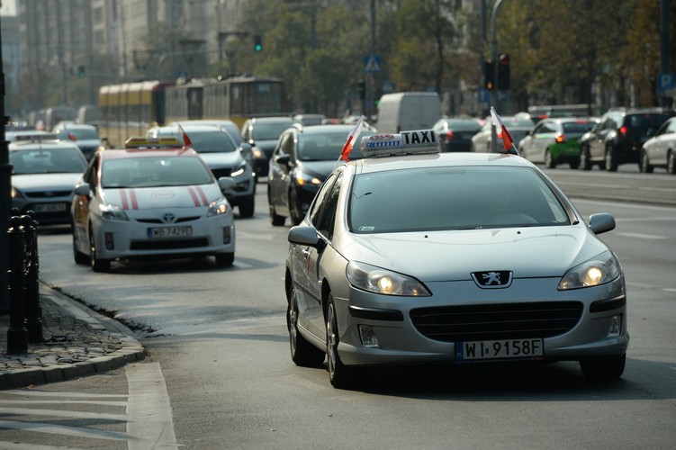 Protest taksówkarzy w Warszawie. Taksówkarze na ul. Marszałkowskiej (cat) PAP/Jacek Turczyk