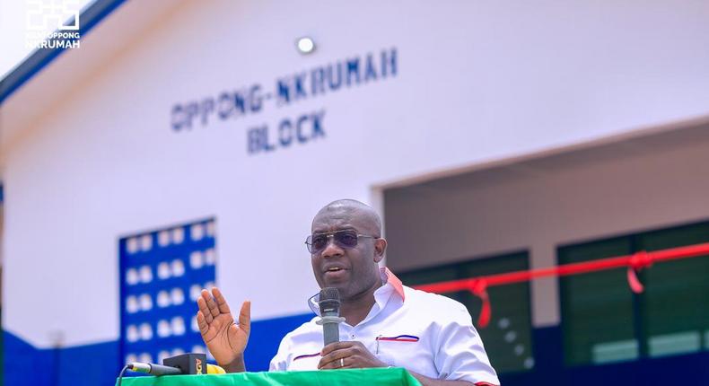 Oppong Nkrumah builds JHS block for Ayirebi Presby Basic school