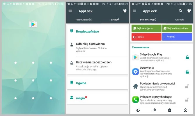 AppLock pozwala na zabezpieczenie nie tylko aplikacji, ale także menu Ustawień, wiadomości oraz zdjęć.