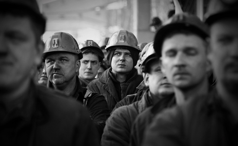 Protest górników w jednej ze śląskich kopalni