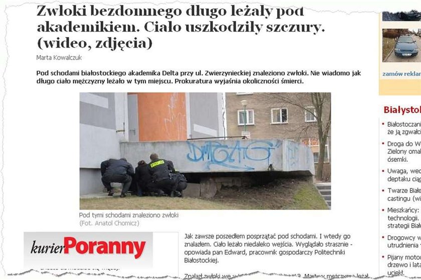 Zwłoki leżały pod akademikiem i to długo