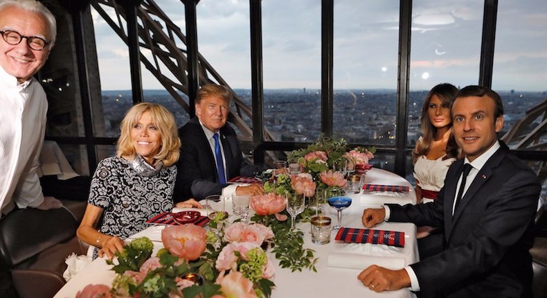 Chef Alain Ducasse joined the party of four for a photo.