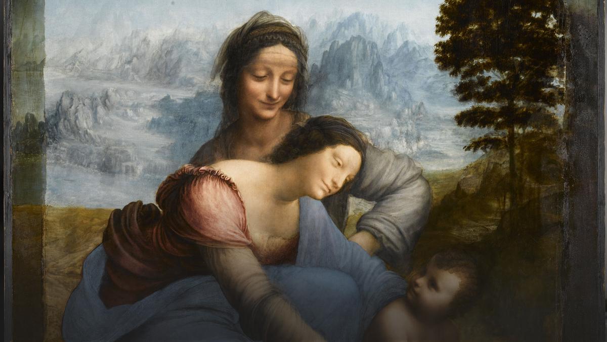 Leonardo da Vinci, "Sainte Anne, la Vierge et l’Enfant Jésus jouant avec un agneau, dite La Sainte Anne" 