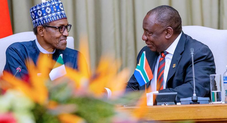 President Muhammadu Buhari and his South African counterpart, Cyril Ramaphosa  [Twitter/@NigeriaGov]