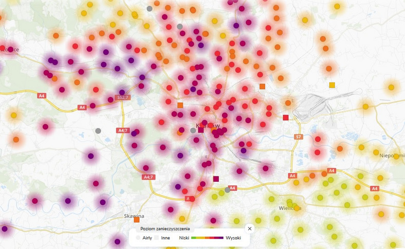 Jakość powietrza dziś w Krakowie