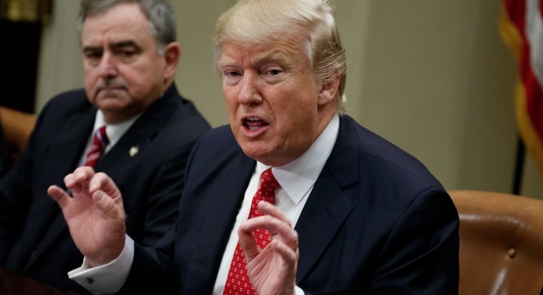 President Donald Trump at a meeting with county sheriffs in the Roosevelt Room of the White House on Tuesday.