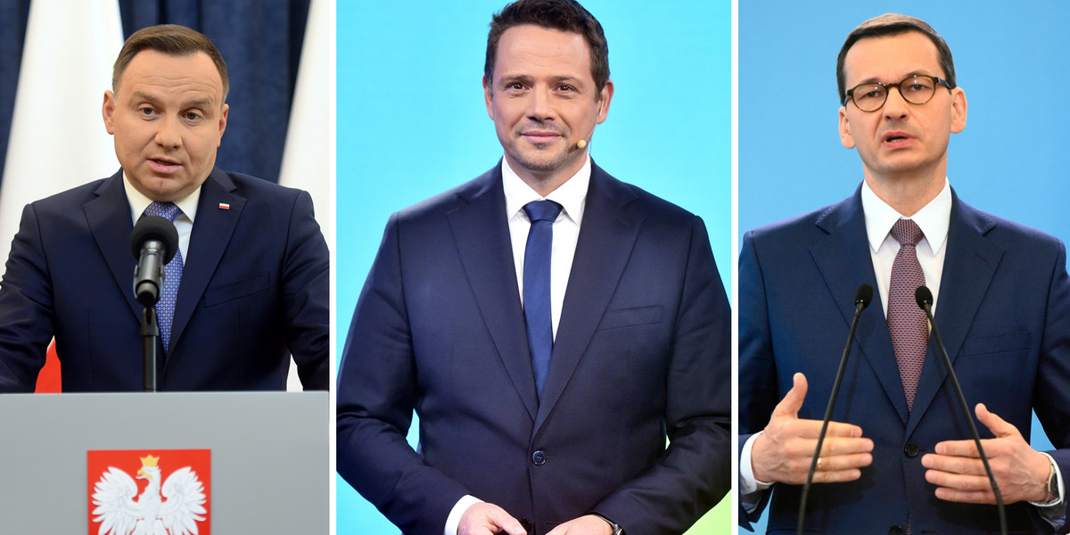 Andrzej Duda, Rafał Trzaskowski i Mateusz Morawiecki.