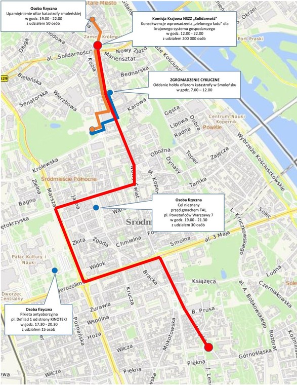 Protest rolników 10 maja w Warszawie - MAPA marszu trasa