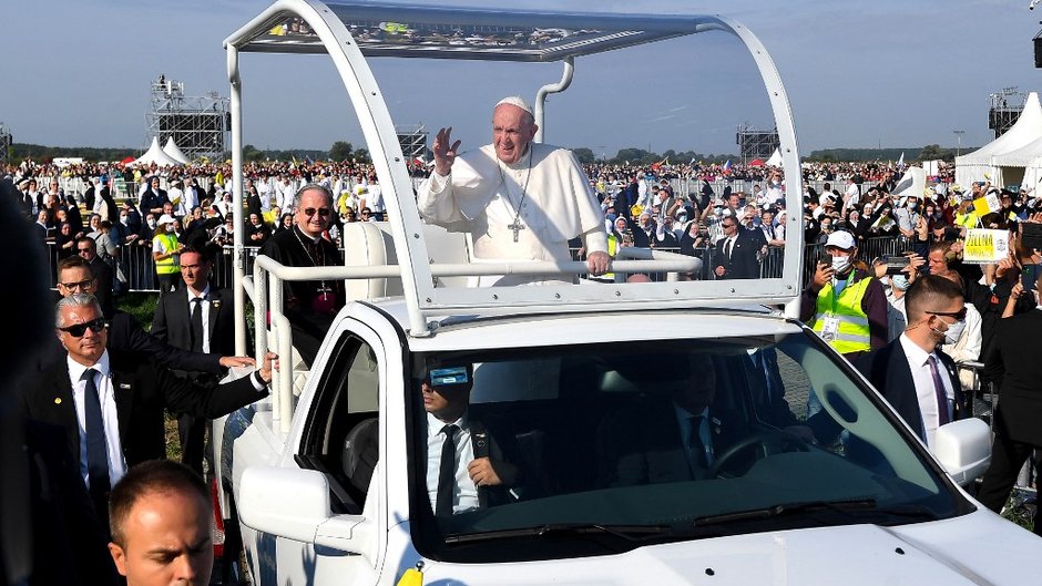 Papież Franciszek podczas pielgrzymki na Słowacji