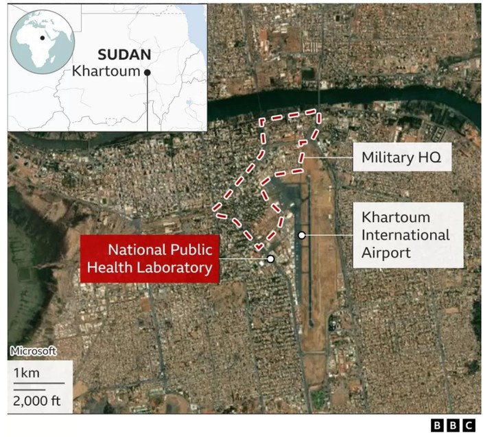 Zajęte laboratorium w Chartumie. Źródło: BBC