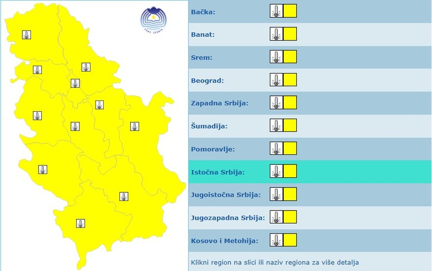 Meteoalarm za četvrtak, 23. april