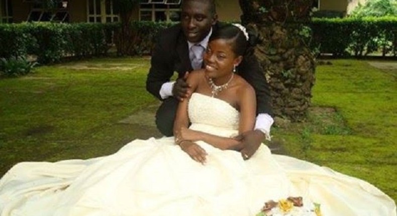 The late Titilayo Arowolo and Akolade on their wedding day