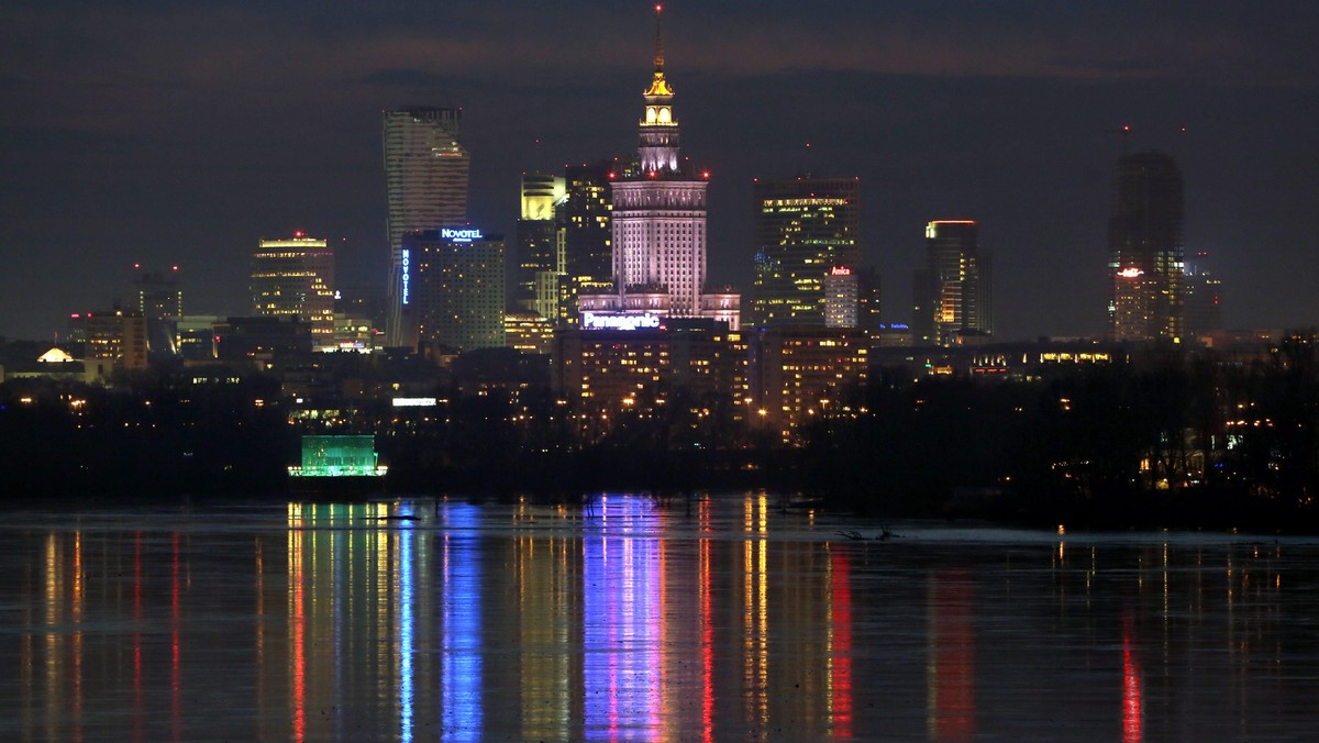 Warszawa panorama noc