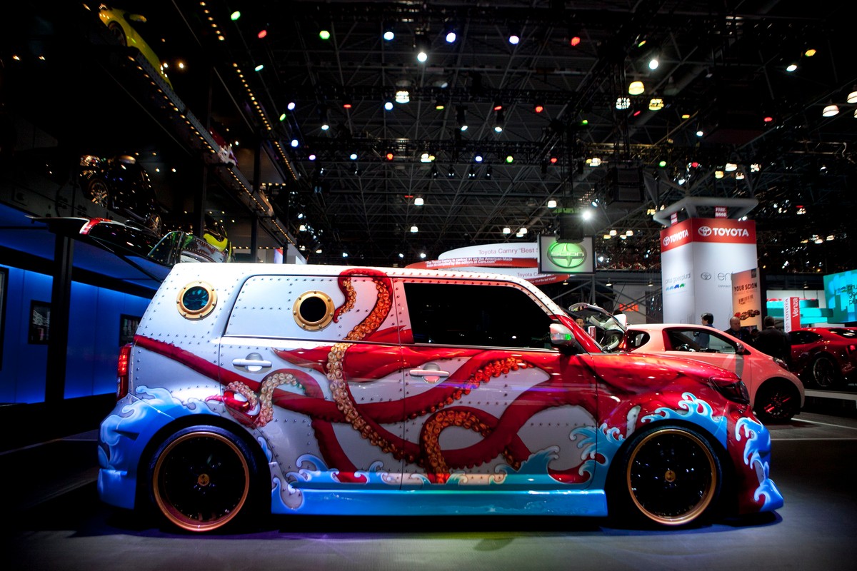 Specjalny design Toyoty Scion xB prezentowanej na New York International Auto Show (NYIAS) w Nowym Jorku, USA