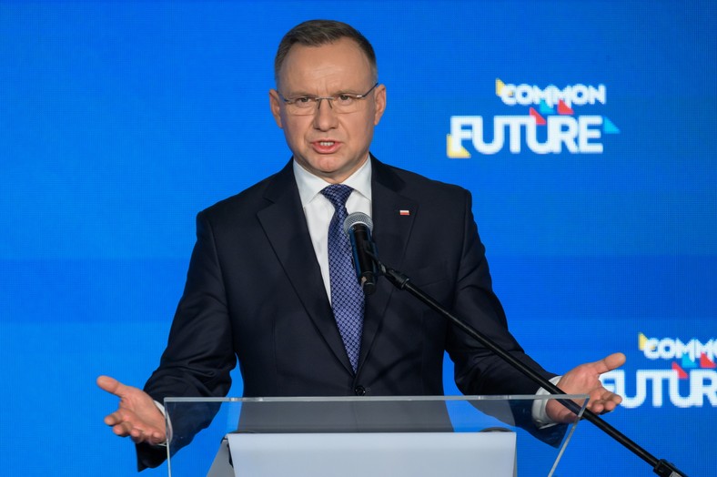 Andrzej Duda podczas Kongresu Odbudowy Ukrainy Common Future w Poznaniu (22.09.2023)