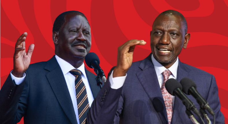 Raila Odinga [left] and President William Ruto
