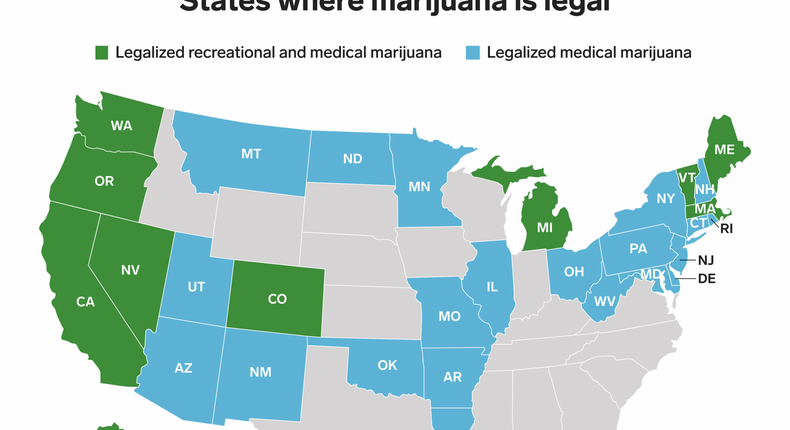 states where marijuana legal map