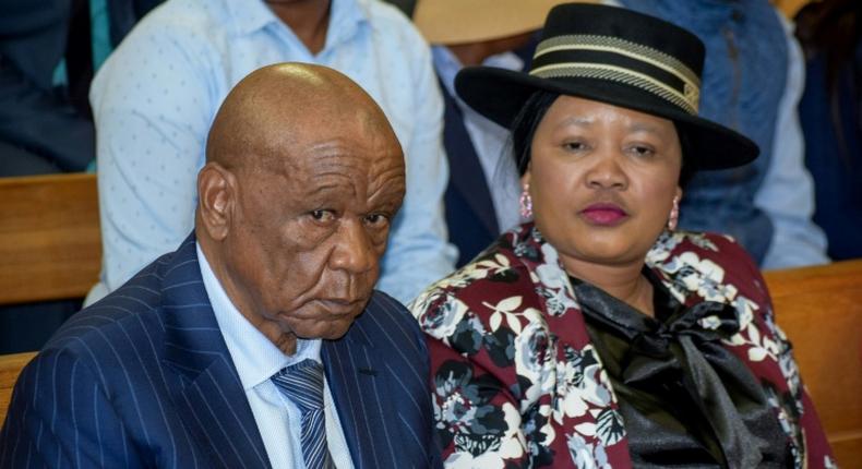 Former first lady Maesaiah Thabane and her husband Thomas Thabane, pictured in court in Maseru in February