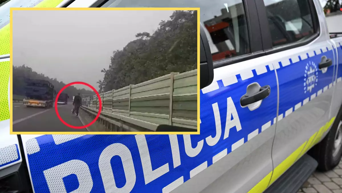 Policyjny patrol dwa razy zatrzymał autostopowicza na autostradzie A4 (screenshot; policja.pl)