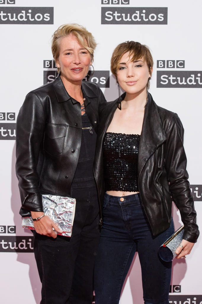 Emma Thompson i Gaia Wise w BBC Broadcasting House
