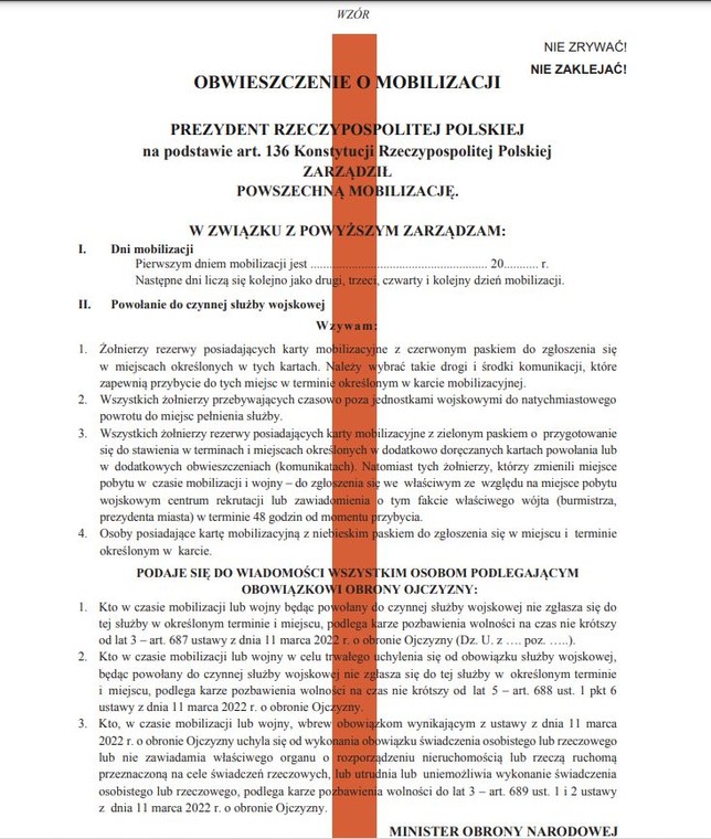 Wzór obwieszczenia mobilizacyjnego