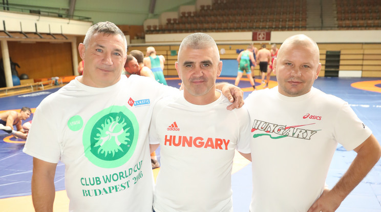 A három legendás birkózó most azért dolgozik, hogy az utódok sikeresek 
legyenek a budapesti vébén/Fotó: Isza Ferenc