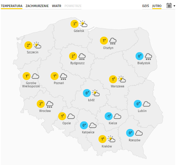 Pogoda na poniedziałek. Przewidywana temperatura w kraju