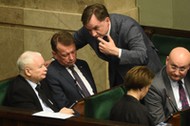 Jarosław Kaczyński, Mariusz Błaszczak i Zbigniew Ziobro w Sejmie